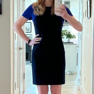 Diane Von Furstenberg DVF Tailored sheath Dress in Blue and Black - 10 - M